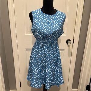 Blue and White Sleeveless Dress